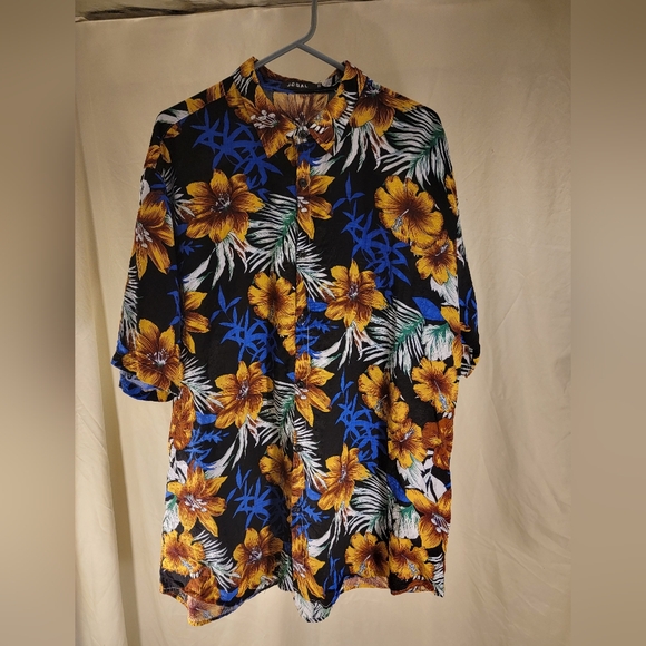 JOGAL Men's Flower Casual‎ Button Down Short Sleeve Hawaiian Shirt XXL - Picture 1 of 7